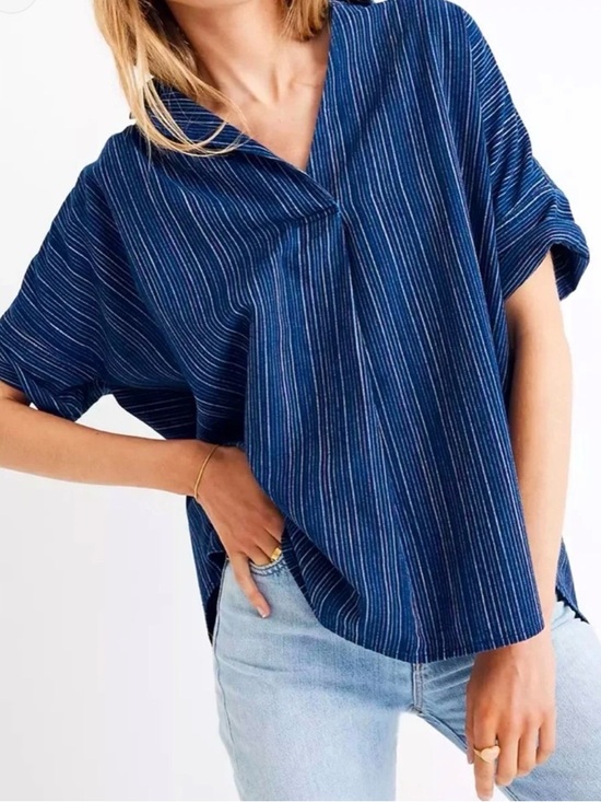 Madewell Tops - Madewell Courier Button Back Shirt in Cecile Stripe XS MSRP $72 EUC